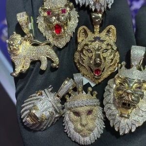 6 real gold real diamond pendants